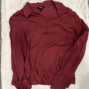 Express Women's Button Down Shirt - Burgundy